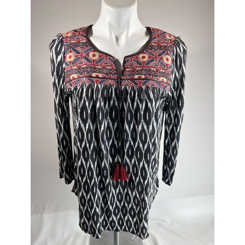 One September‎ Blouse Womens S Boho Tunic Embroidered Flowy Festival